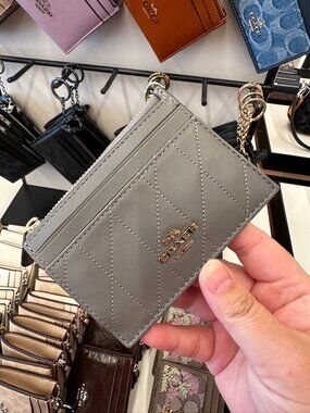 NWT! Coach CEX22 Mini Skinny ID Case With Quilting Nappa Leather/Im/Slate